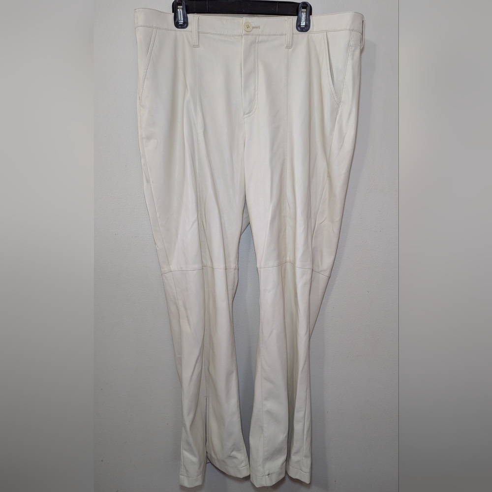 Kut from the Kloth Faux Leather Pants Fleece Lined Flare Hem Slit Women Size 18